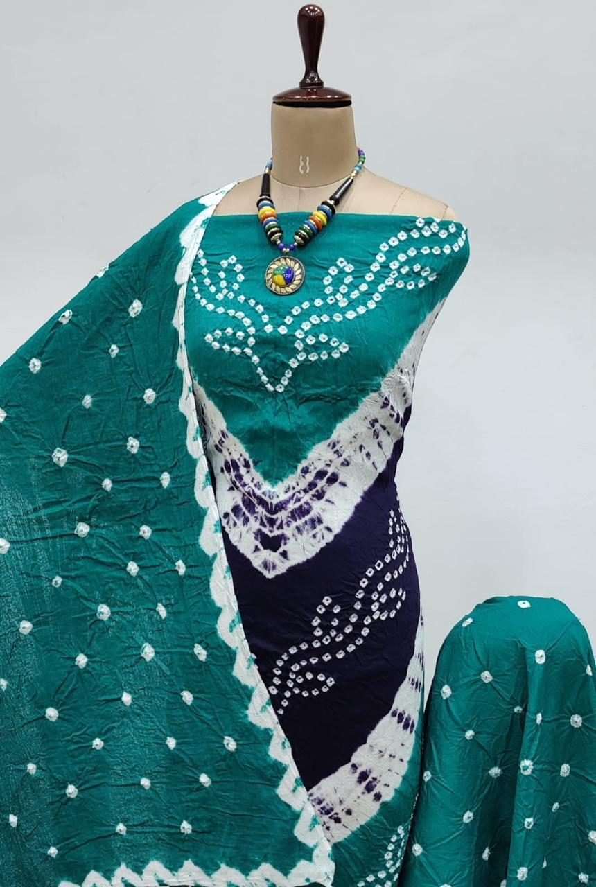 Lehriya bandhej elegance 3 pc unstitched dress for women 